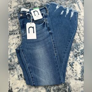 Navy Blue Women's Flare Mid Rise Jeans